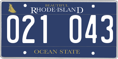 RI license plate 021043