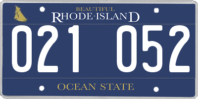 RI license plate 021052