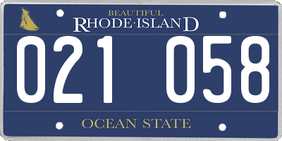 RI license plate 021058