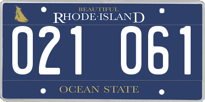 RI license plate 021061