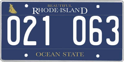 RI license plate 021063