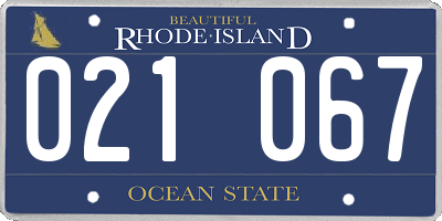 RI license plate 021067