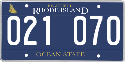 RI license plate 021070