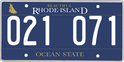 RI license plate 021071
