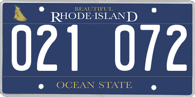 RI license plate 021072