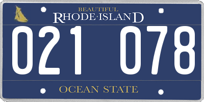 RI license plate 021078