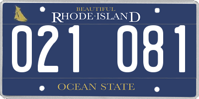 RI license plate 021081