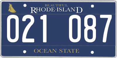 RI license plate 021087