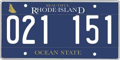 RI license plate 021151