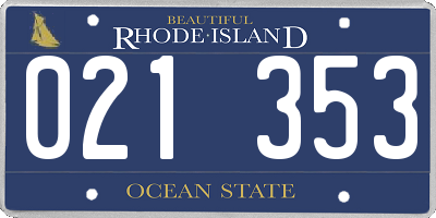 RI license plate 021353