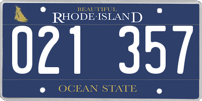 RI license plate 021357