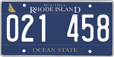 RI license plate 021458