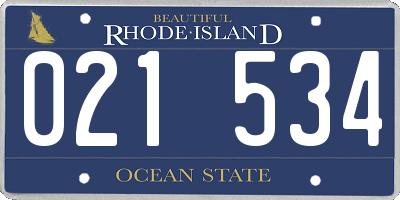 RI license plate 021534