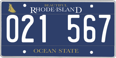 RI license plate 021567