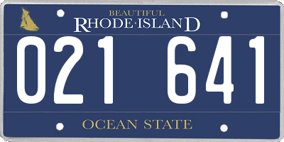 RI license plate 021641