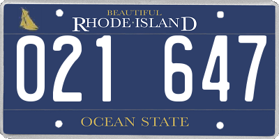 RI license plate 021647