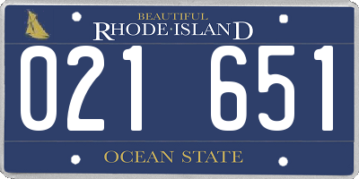 RI license plate 021651