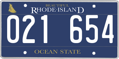 RI license plate 021654