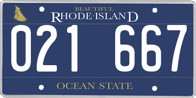 RI license plate 021667