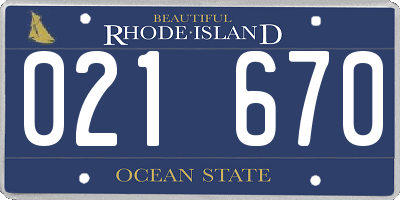 RI license plate 021670