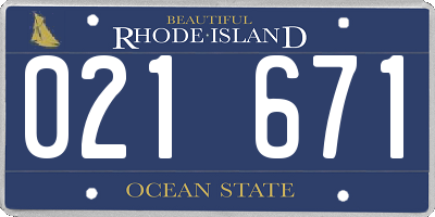 RI license plate 021671