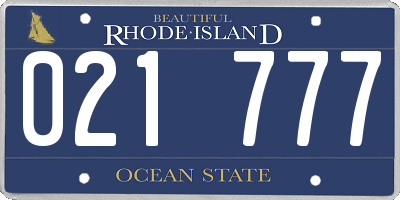RI license plate 021777