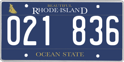 RI license plate 021836