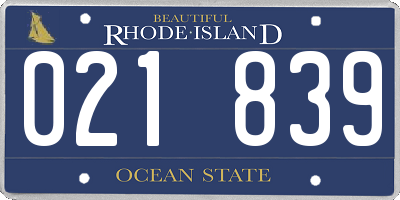 RI license plate 021839