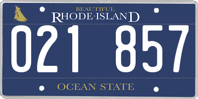 RI license plate 021857