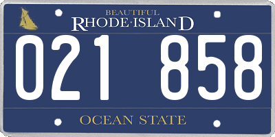 RI license plate 021858