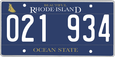 RI license plate 021934