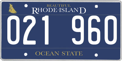 RI license plate 021960