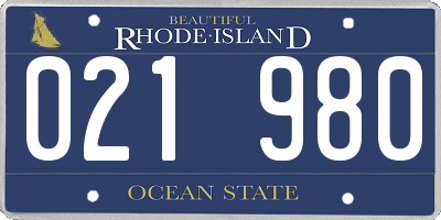 RI license plate 021980