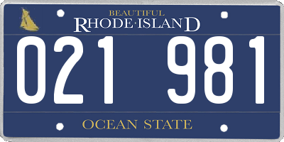 RI license plate 021981