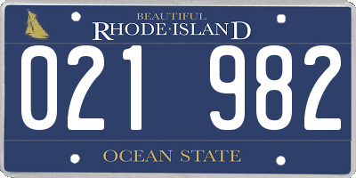 RI license plate 021982