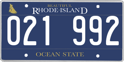 RI license plate 021992