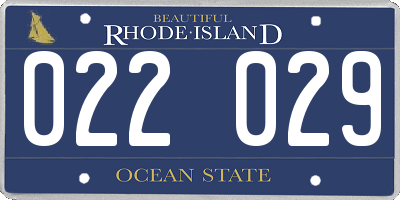RI license plate 022029