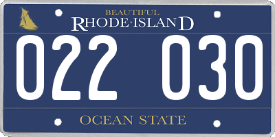 RI license plate 022030