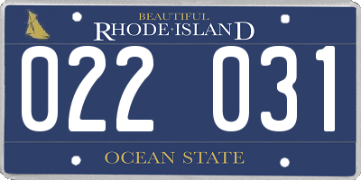 RI license plate 022031