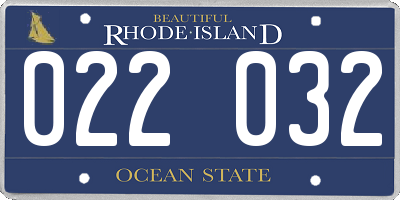 RI license plate 022032