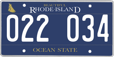 RI license plate 022034