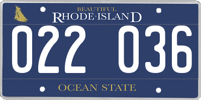 RI license plate 022036