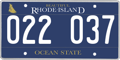 RI license plate 022037