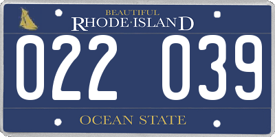 RI license plate 022039