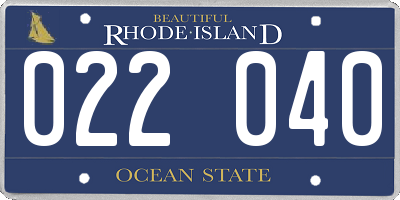 RI license plate 022040