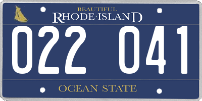 RI license plate 022041