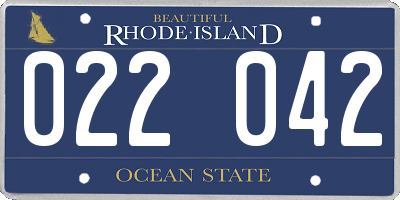 RI license plate 022042