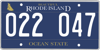 RI license plate 022047