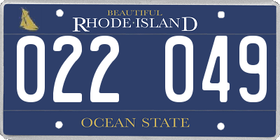 RI license plate 022049