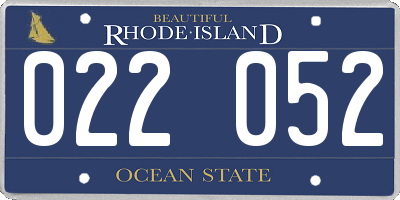 RI license plate 022052